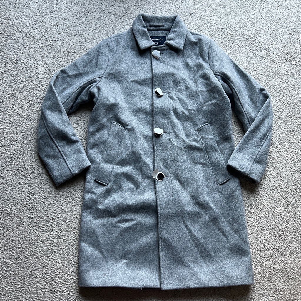 Abercrombie & Fitch Button Down Long Line Wool Blend Pea Top Coat Jacket Men’s